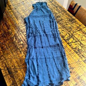 Blue & Black Smocked Tie Dye Palazzos